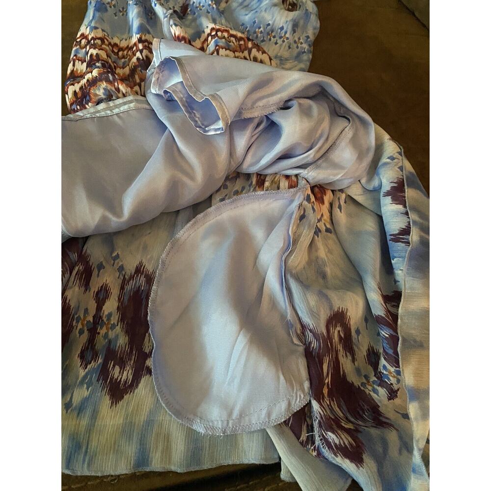 Guess Sz XS Boho Traveler Dress Keyhole Flutter Sleeve Watercolor Print Smocking - Picture 10 of 12